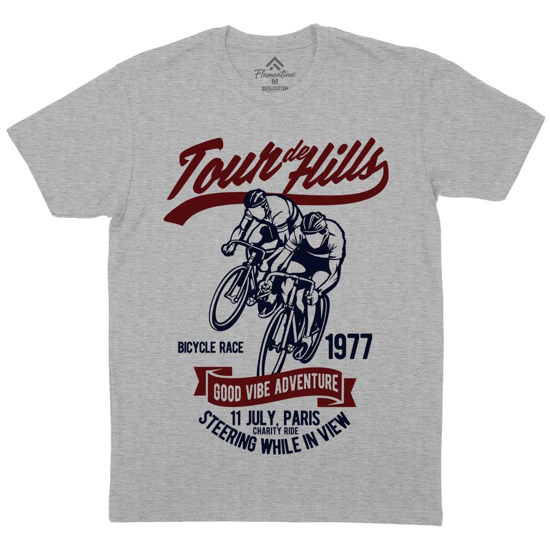 Tour De Hills Mens Crew Neck T-Shirt Bikes B469