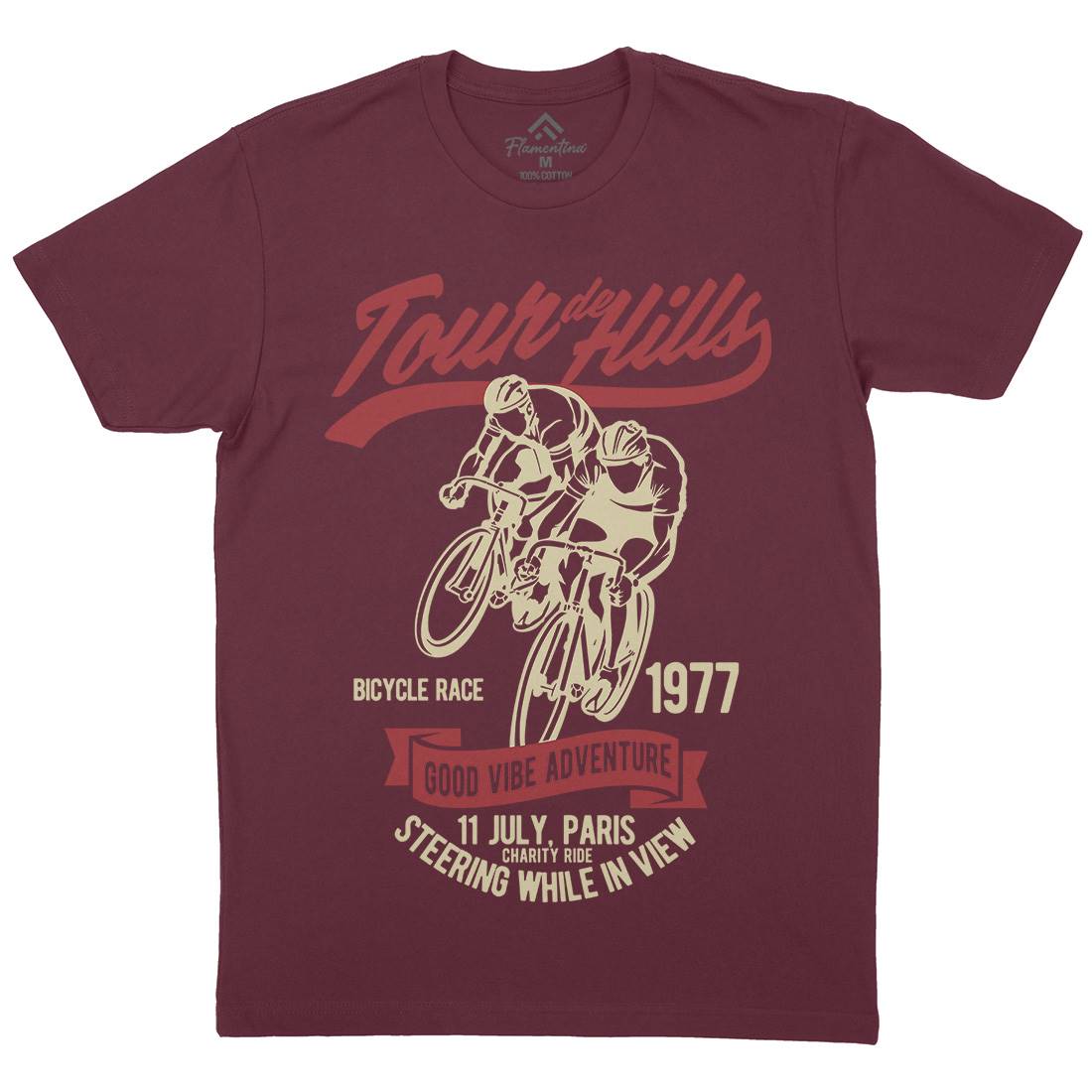 Tour De Hills Mens Crew Neck T-Shirt Bikes B469