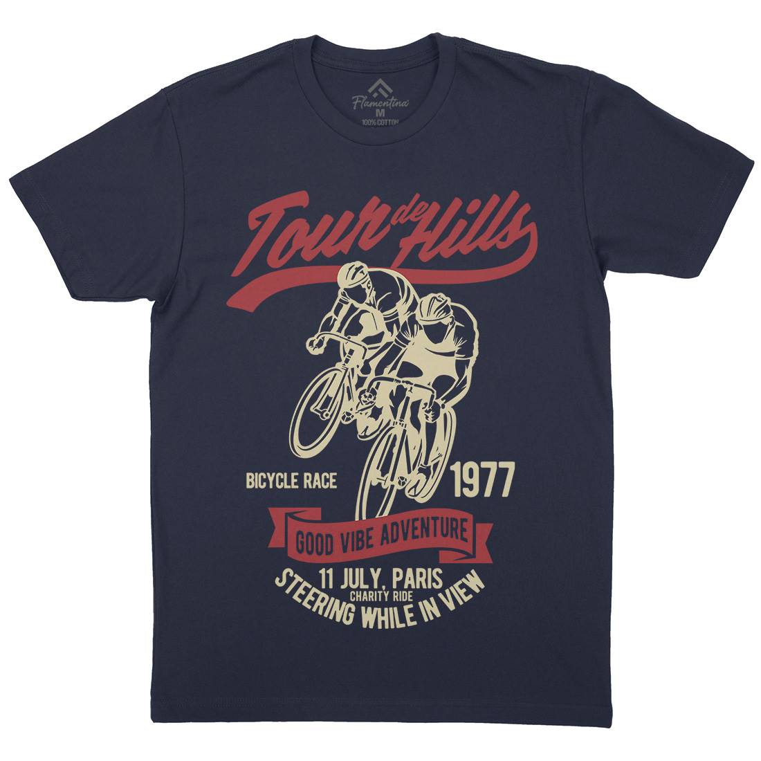 Tour De Hills Mens Crew Neck T-Shirt Bikes B469