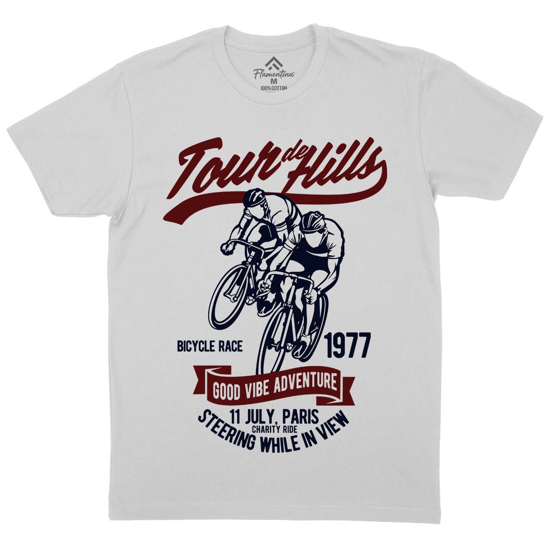 Tour De Hills Mens Crew Neck T-Shirt Bikes B469