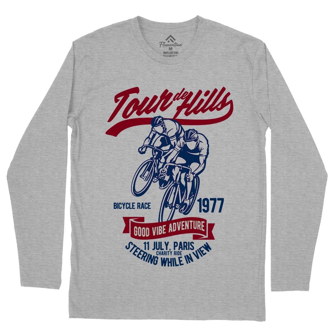 Tour De Hills Mens Long Sleeve T-Shirt Bikes B469