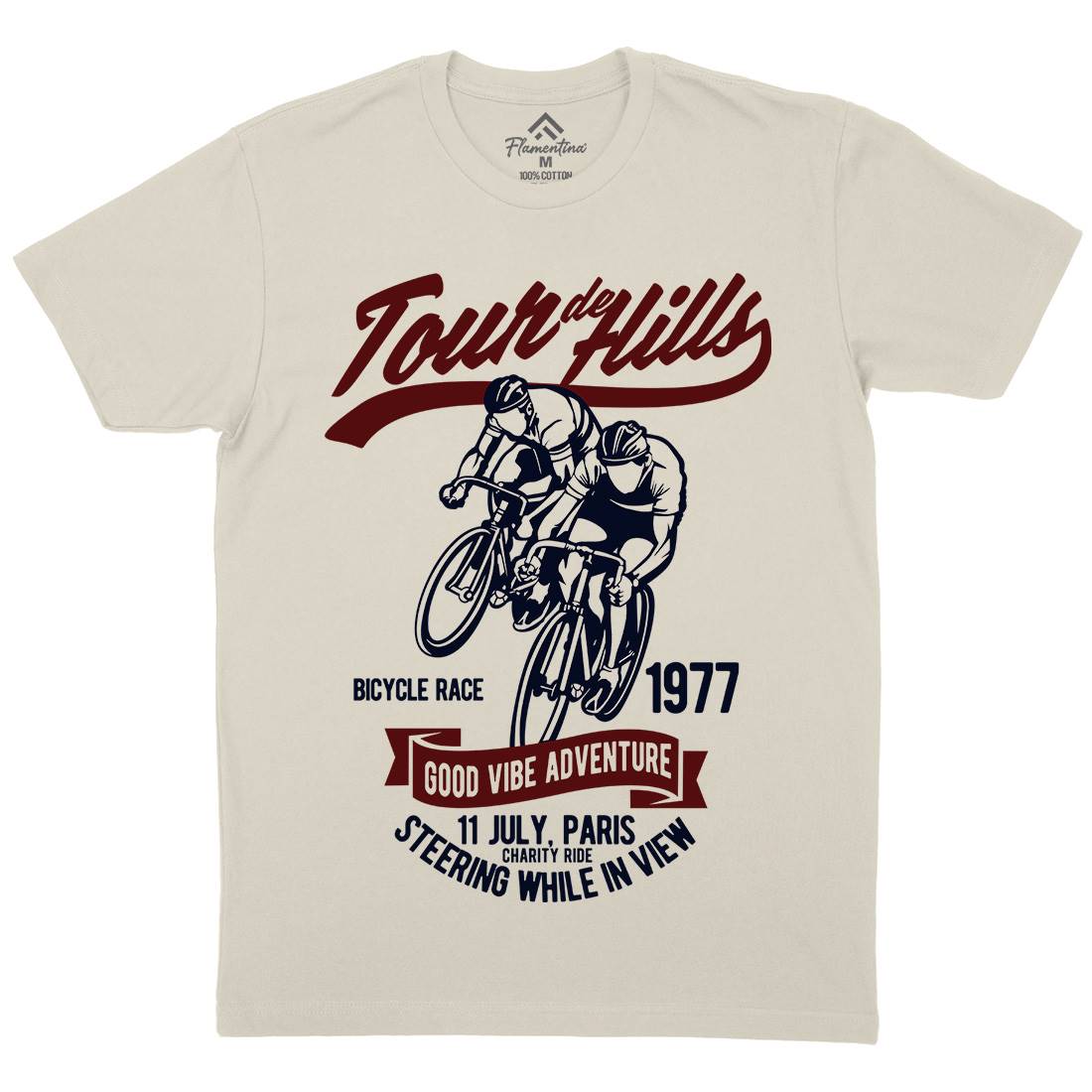 Tour De Hills Mens Organic Crew Neck T-Shirt Bikes B469