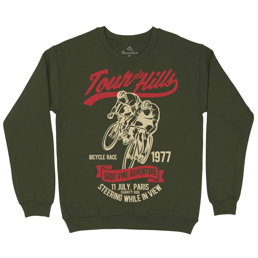 Tour De Hills Mens Crew Neck Sweatshirt Bikes B469