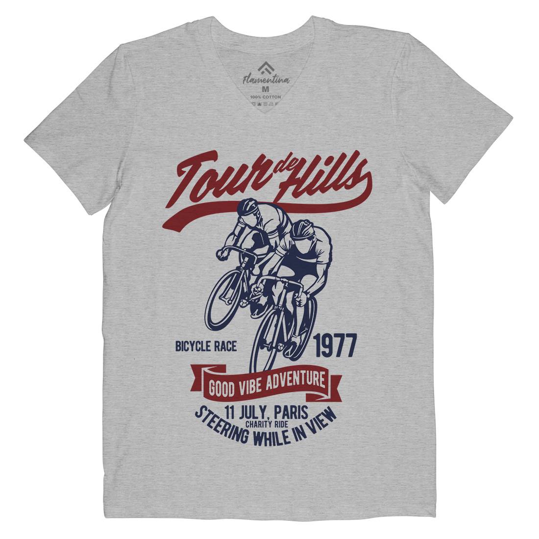 Tour De Hills Mens V-Neck T-Shirt Bikes B469