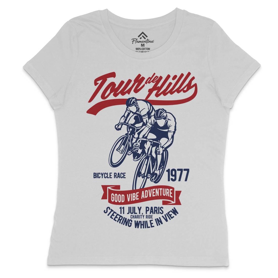 Tour De Hills Womens Crew Neck T-Shirt Bikes B469