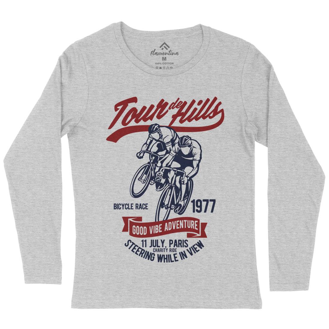 Tour De Hills Womens Long Sleeve T-Shirt Bikes B469