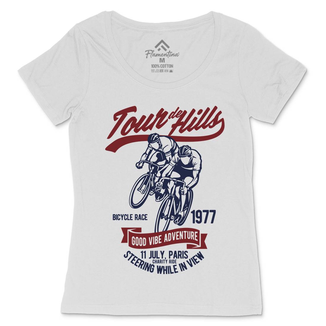 Tour De Hills Womens Scoop Neck T-Shirt Bikes B469