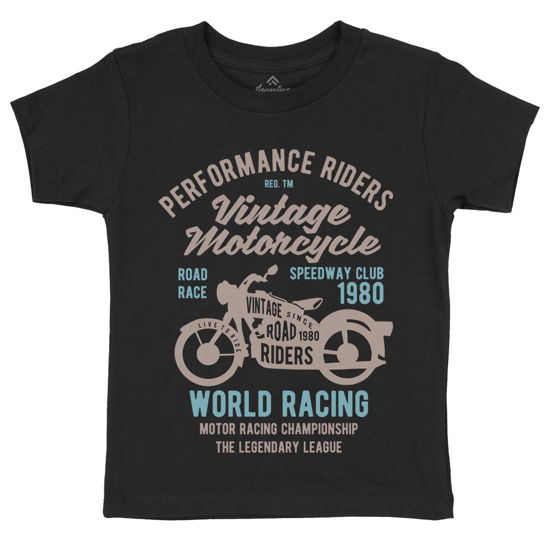 Vintage Kids Crew Neck T-Shirt Motorcycles B470