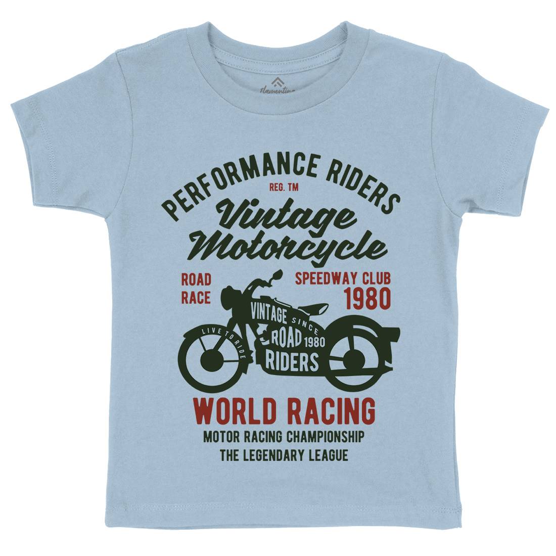 Vintage Kids Organic Crew Neck T-Shirt Motorcycles B470