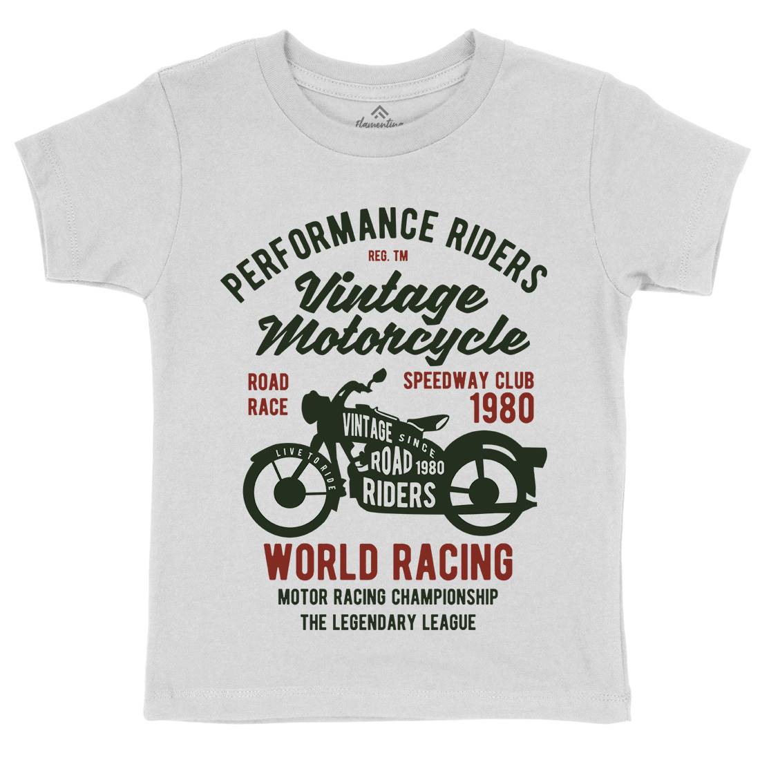 Vintage Kids Organic Crew Neck T-Shirt Motorcycles B470