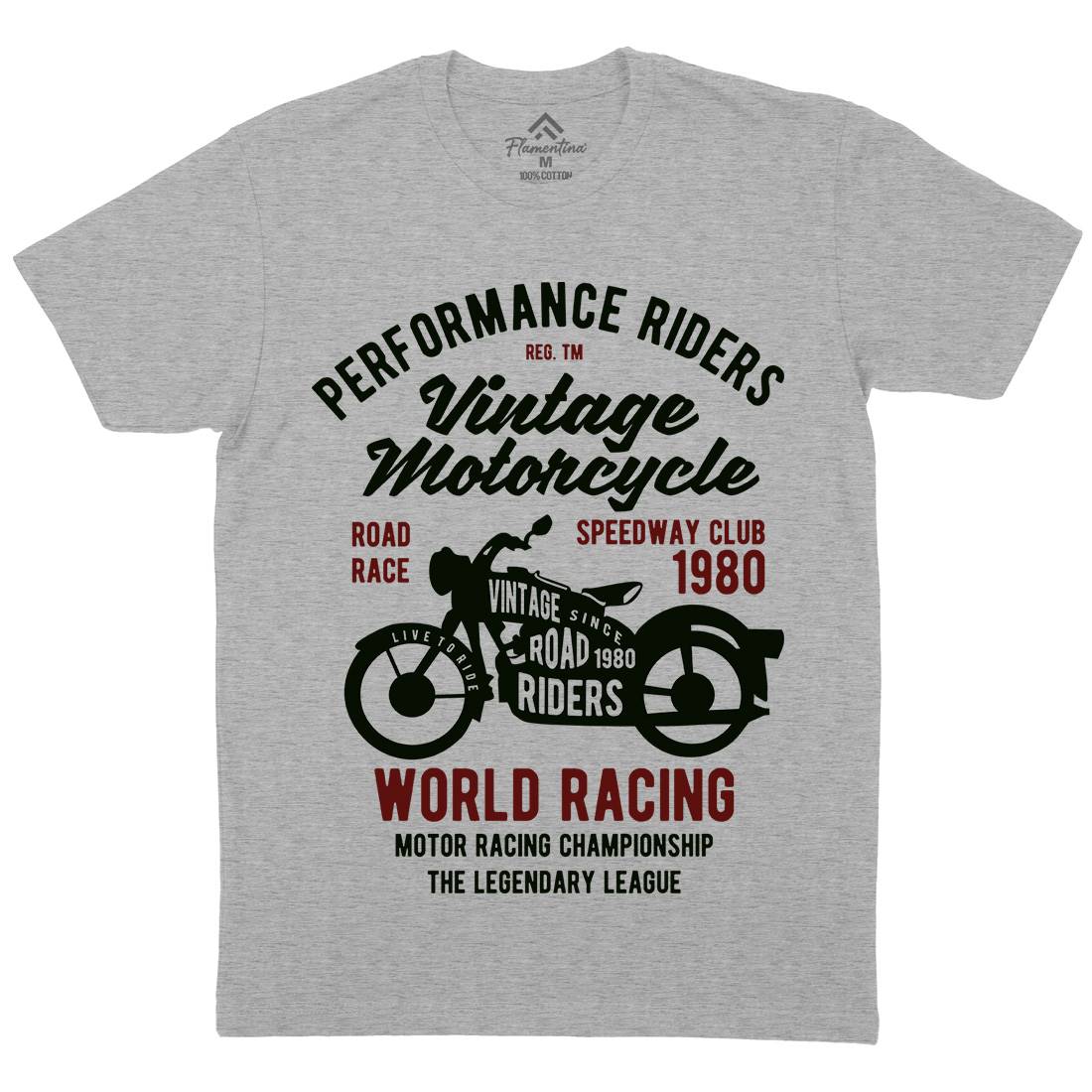 Vintage Mens Organic Crew Neck T-Shirt Motorcycles B470