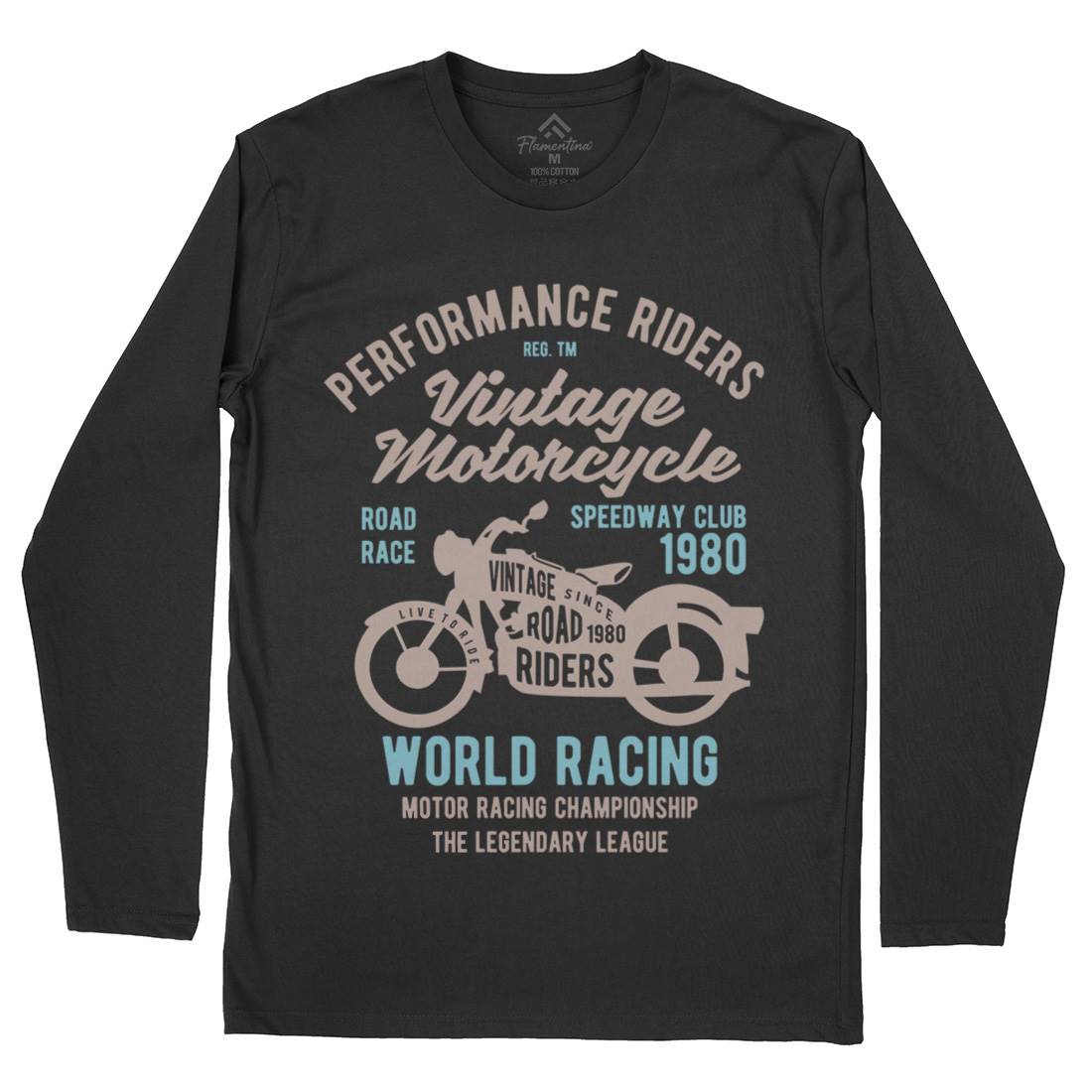 Vintage Mens Long Sleeve T-Shirt Motorcycles B470