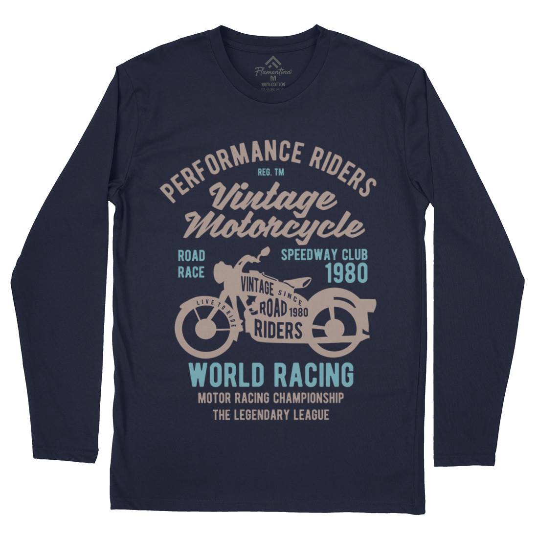 Vintage Mens Long Sleeve T-Shirt Motorcycles B470