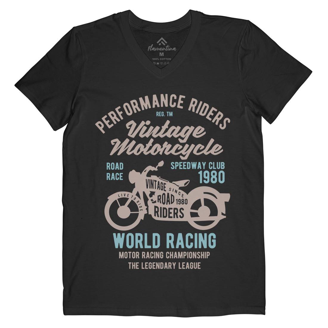 Vintage Mens Organic V-Neck T-Shirt Motorcycles B470
