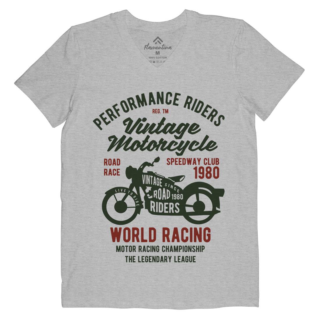 Vintage Mens Organic V-Neck T-Shirt Motorcycles B470