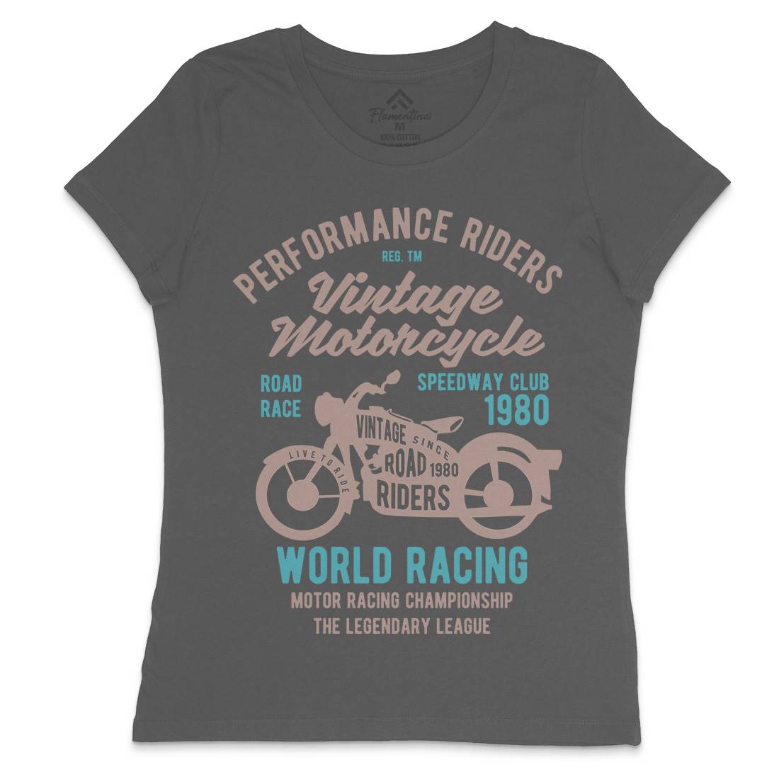 Vintage Womens Crew Neck T-Shirt Motorcycles B470