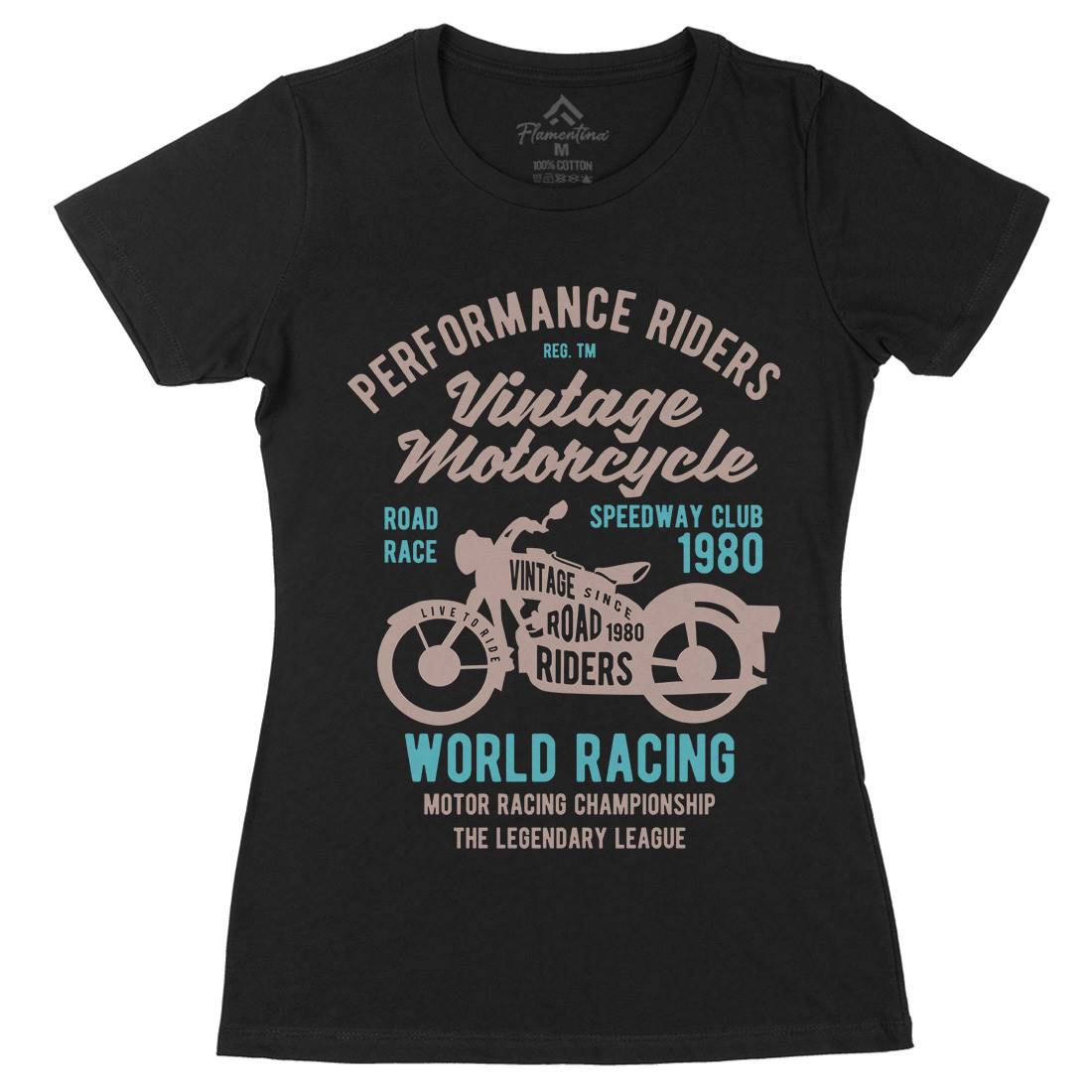 Vintage Womens Organic Crew Neck T-Shirt Motorcycles B470