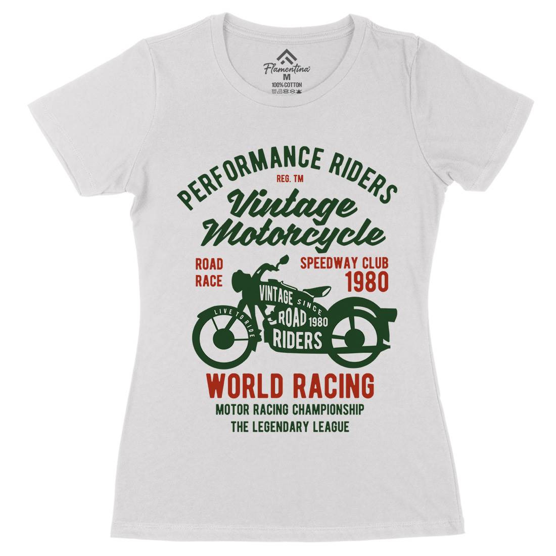 Vintage Womens Organic Crew Neck T-Shirt Motorcycles B470