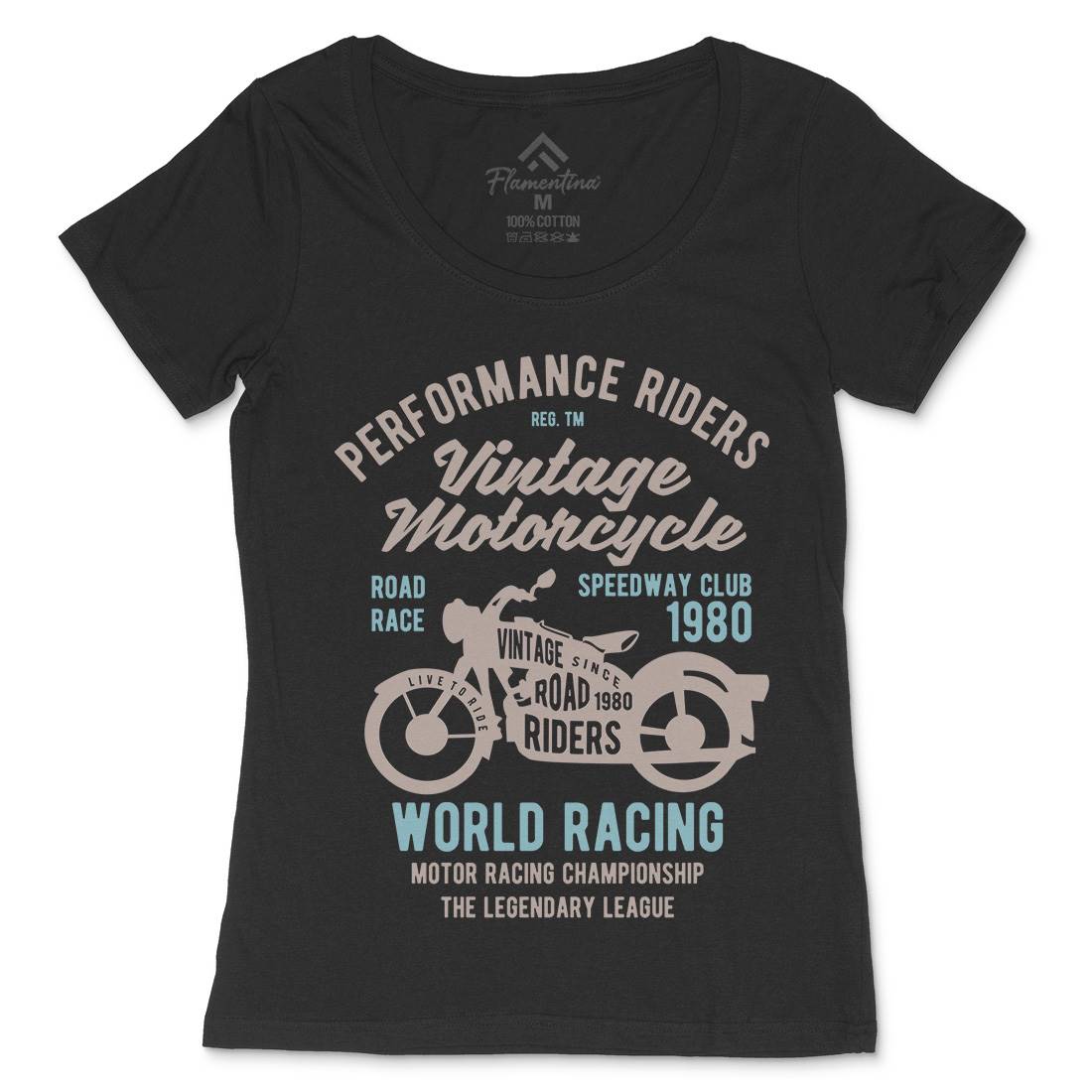 Vintage Womens Scoop Neck T-Shirt Motorcycles B470