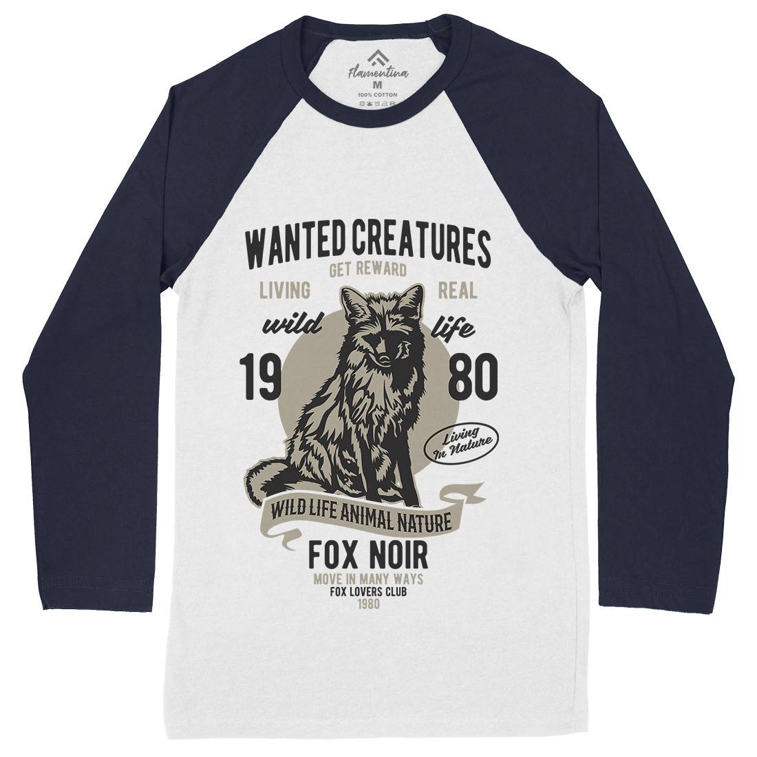 Wanted Creature Mens Long Sleeve Baseball T-Shirt Animals B471