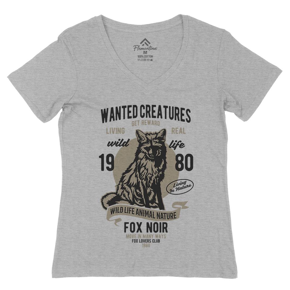 Wanted Creature Womens Organic V-Neck T-Shirt Animals B471