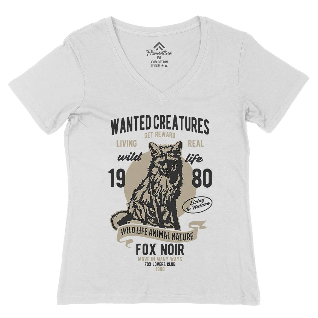 Wanted Creature Womens Organic V-Neck T-Shirt Animals B471