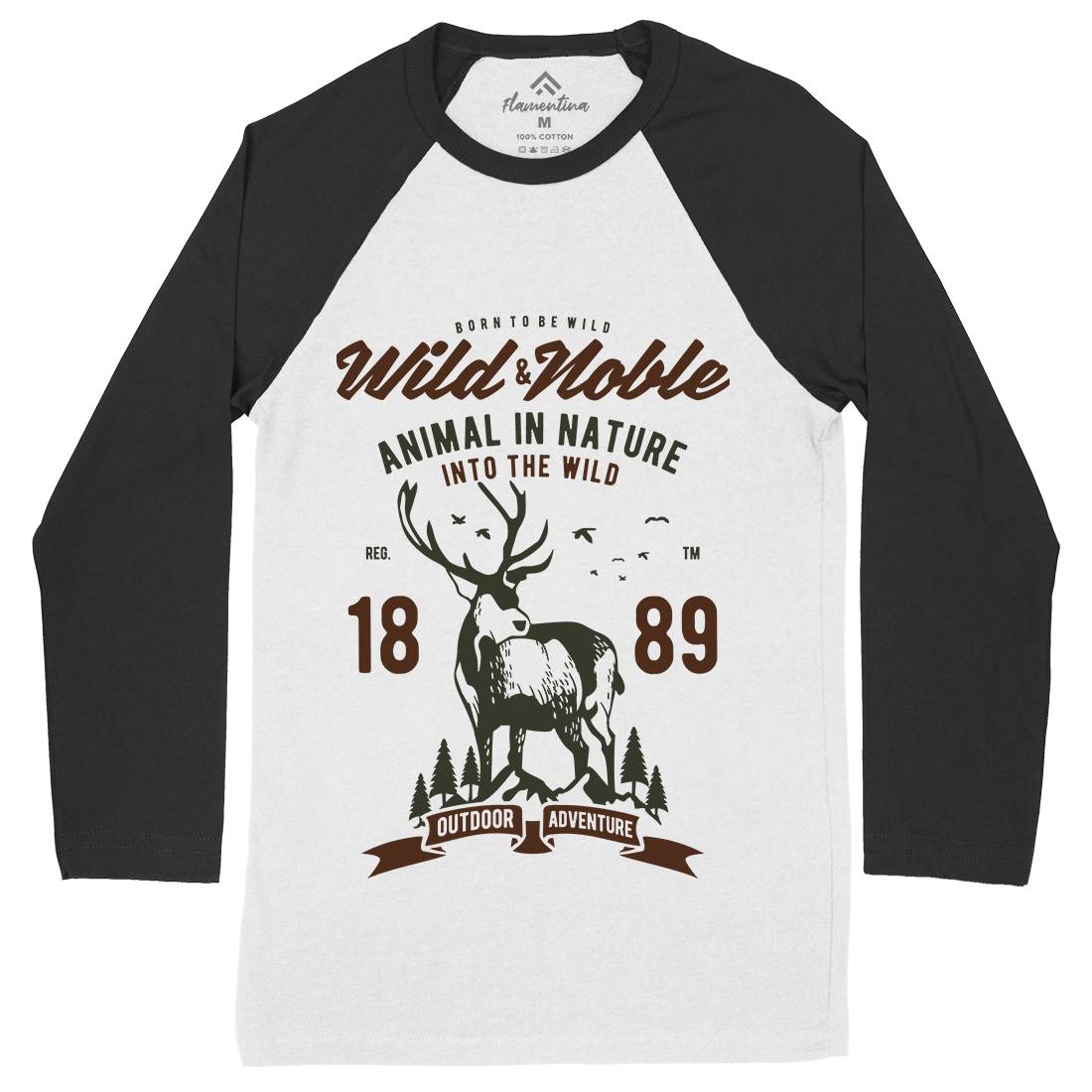 Wild And Noble Mens Long Sleeve Baseball T-Shirt Animals B472