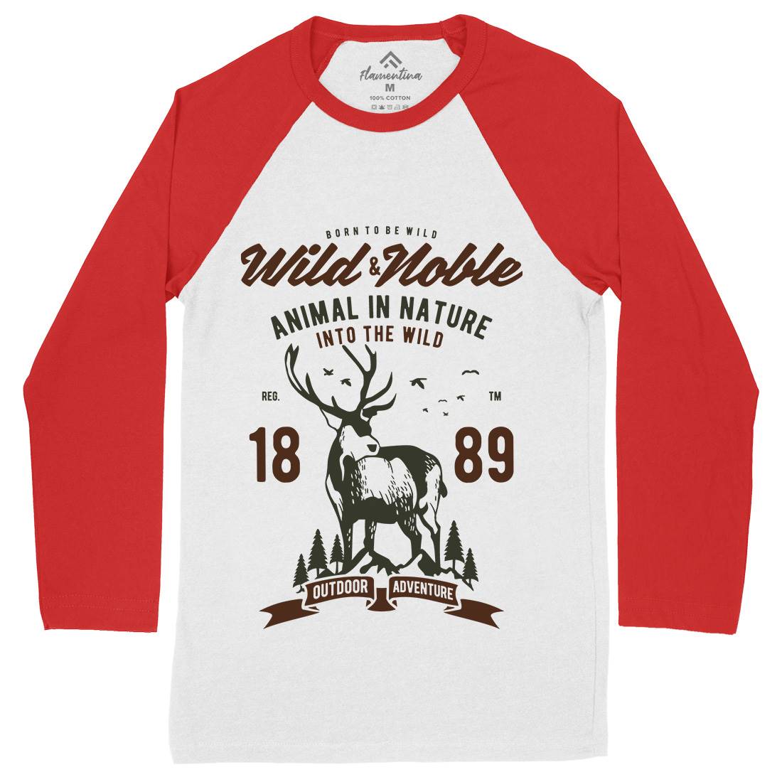 Wild And Noble Mens Long Sleeve Baseball T-Shirt Animals B472