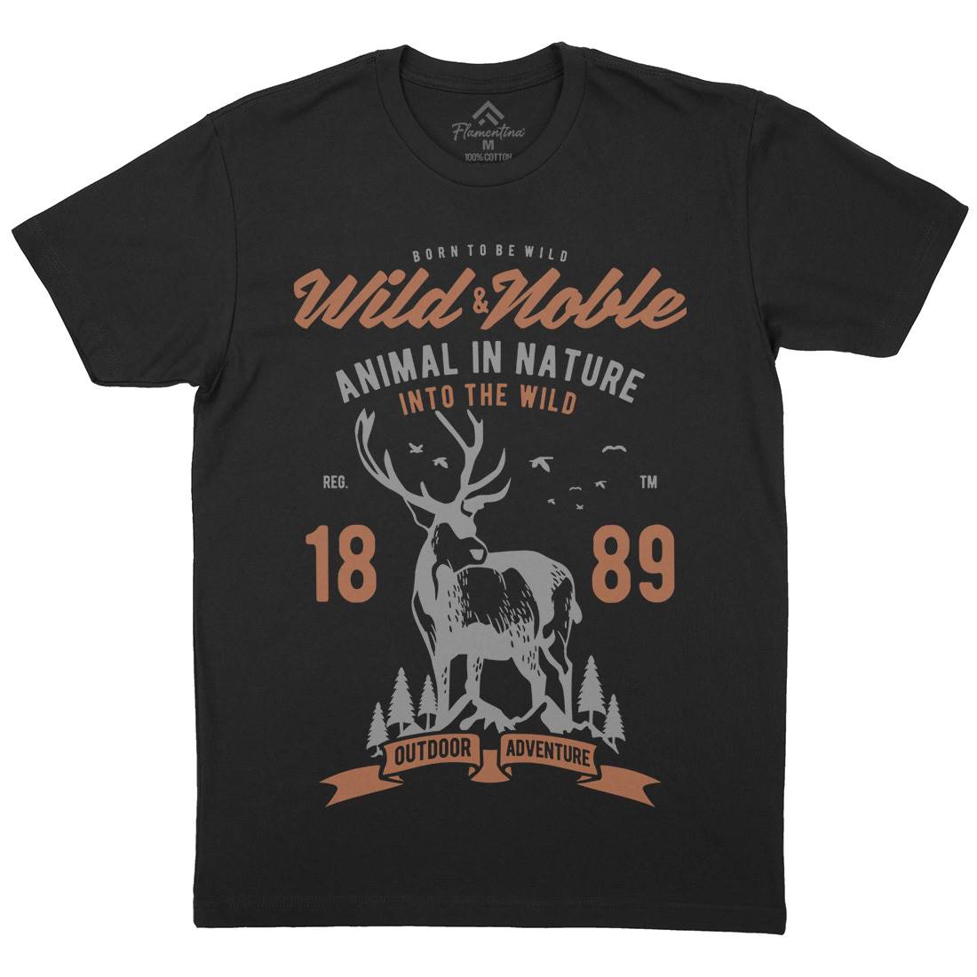 Wild And Noble Mens Crew Neck T-Shirt Animals B472