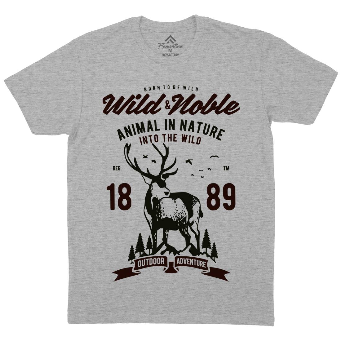 Wild And Noble Mens Organic Crew Neck T-Shirt Animals B472