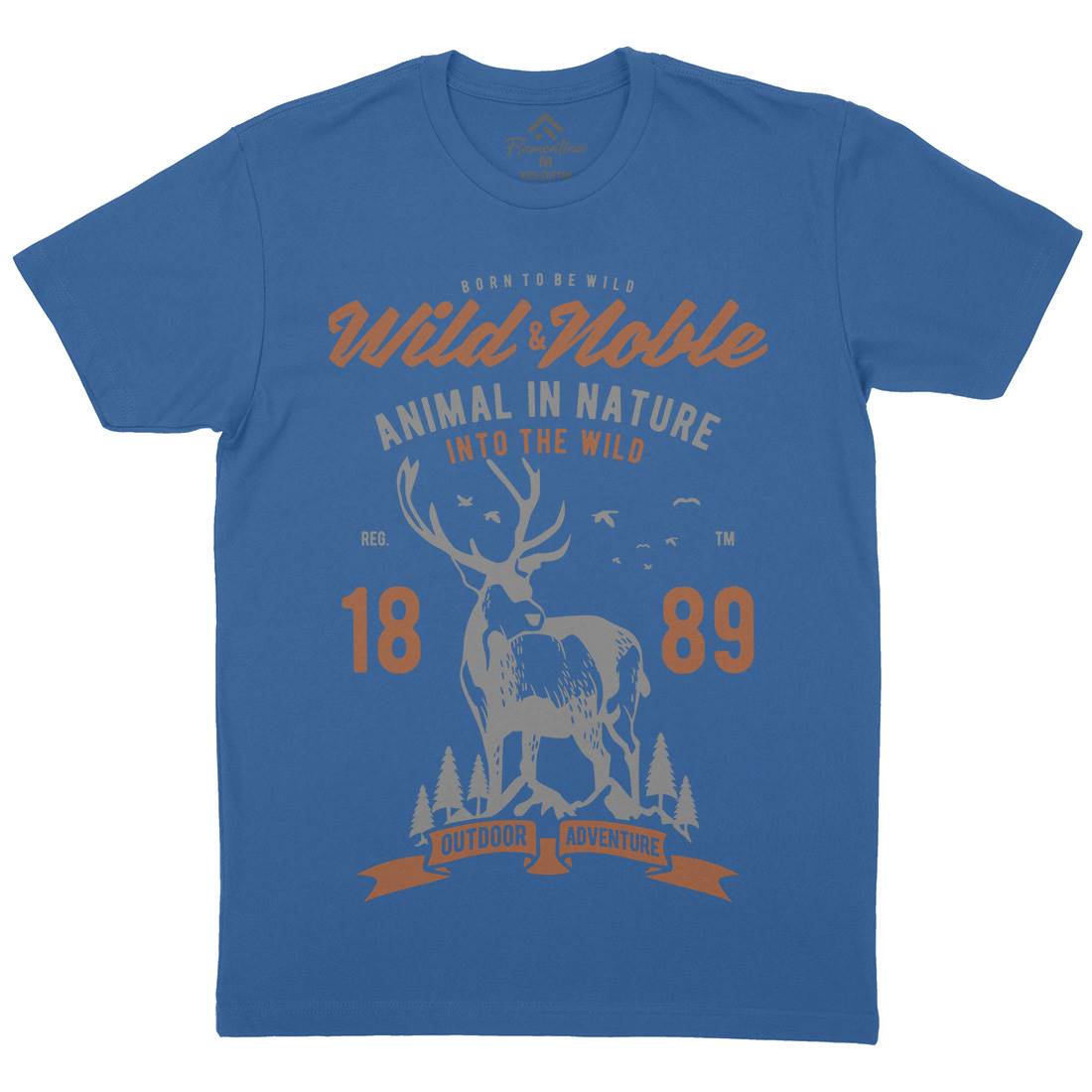 Wild And Noble Mens Organic Crew Neck T-Shirt Animals B472