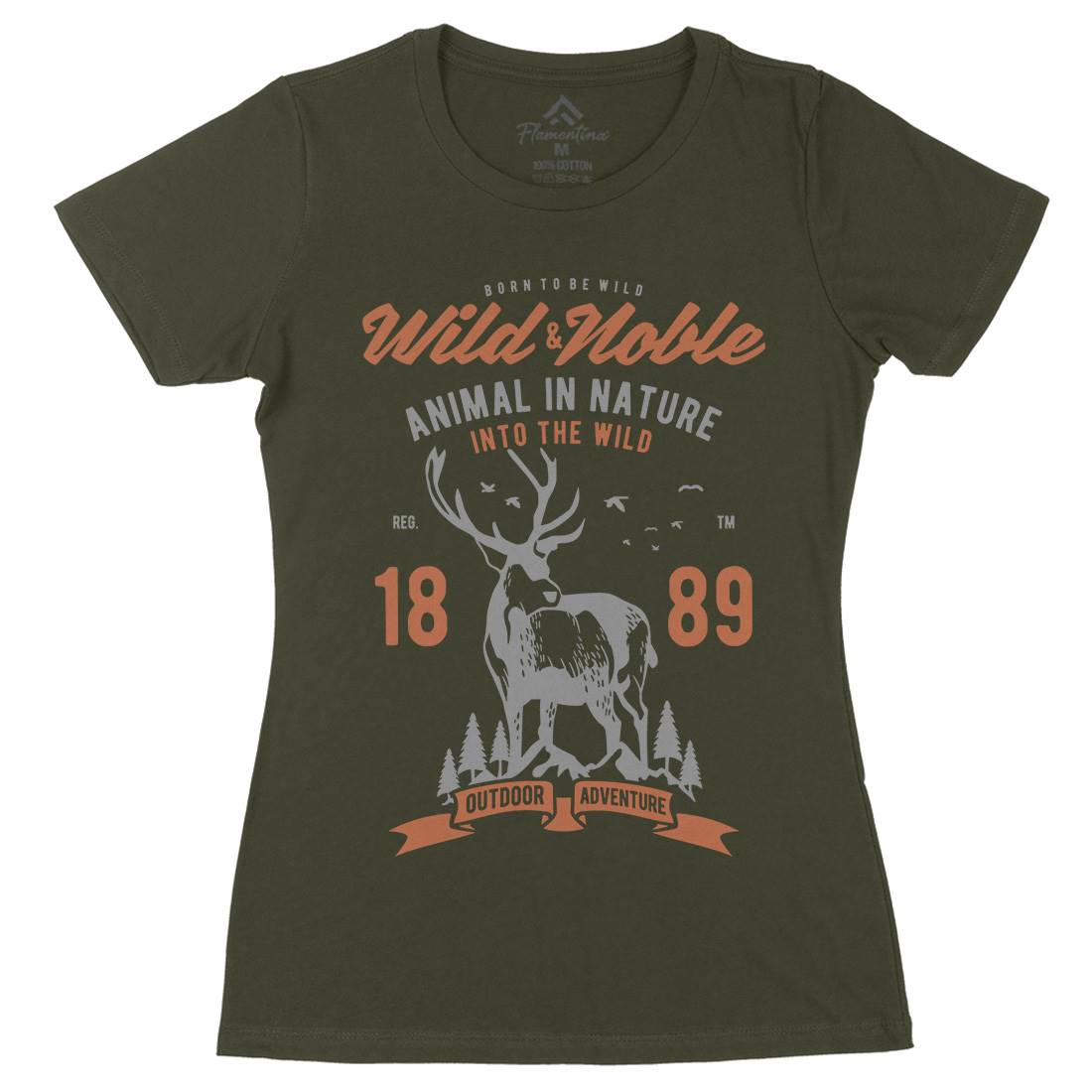 Wild And Noble Womens Organic Crew Neck T-Shirt Animals B472
