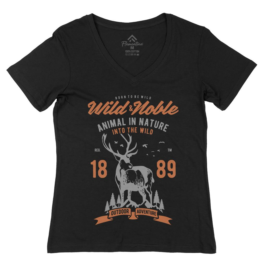 Wild And Noble Womens Organic V-Neck T-Shirt Animals B472