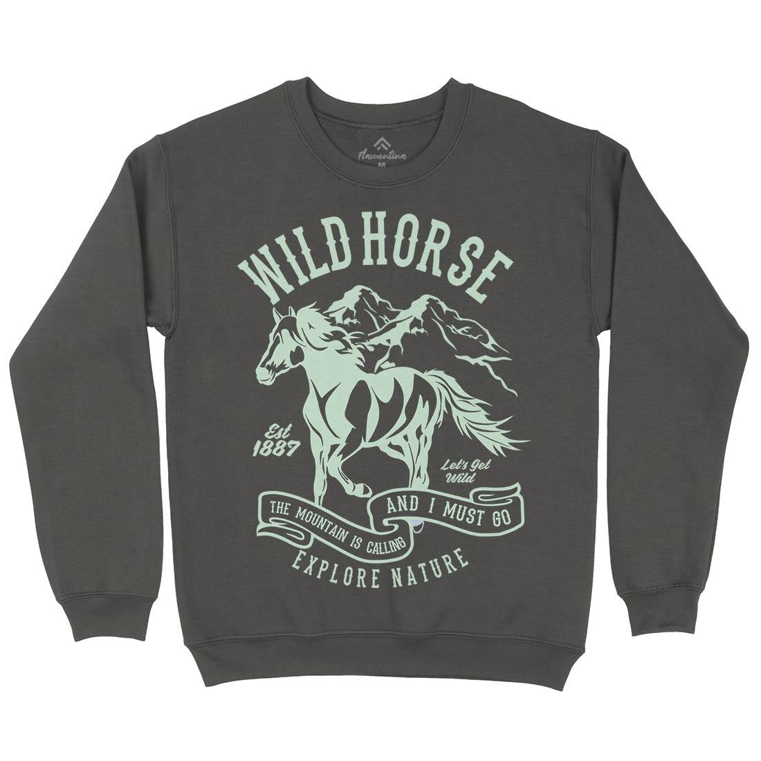 Wild Horse Mens Crew Neck Sweatshirt Animals B473