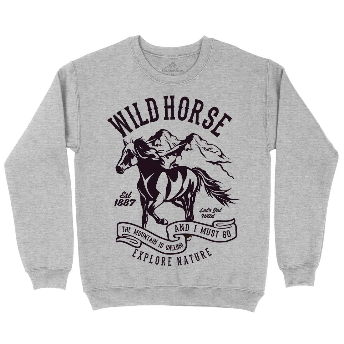 Wild Horse Mens Crew Neck Sweatshirt Animals B473