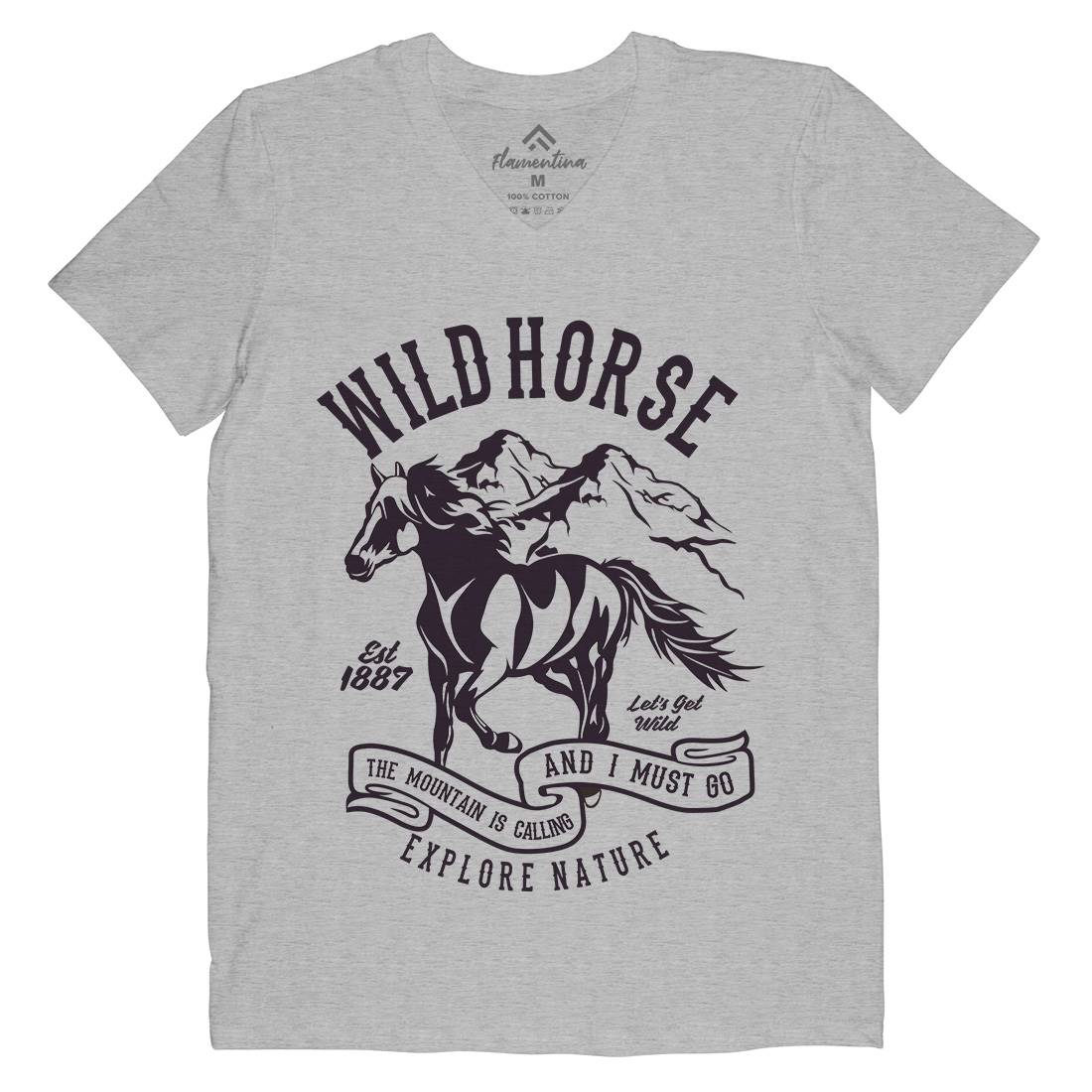 Wild Horse Mens V-Neck T-Shirt Animals B473