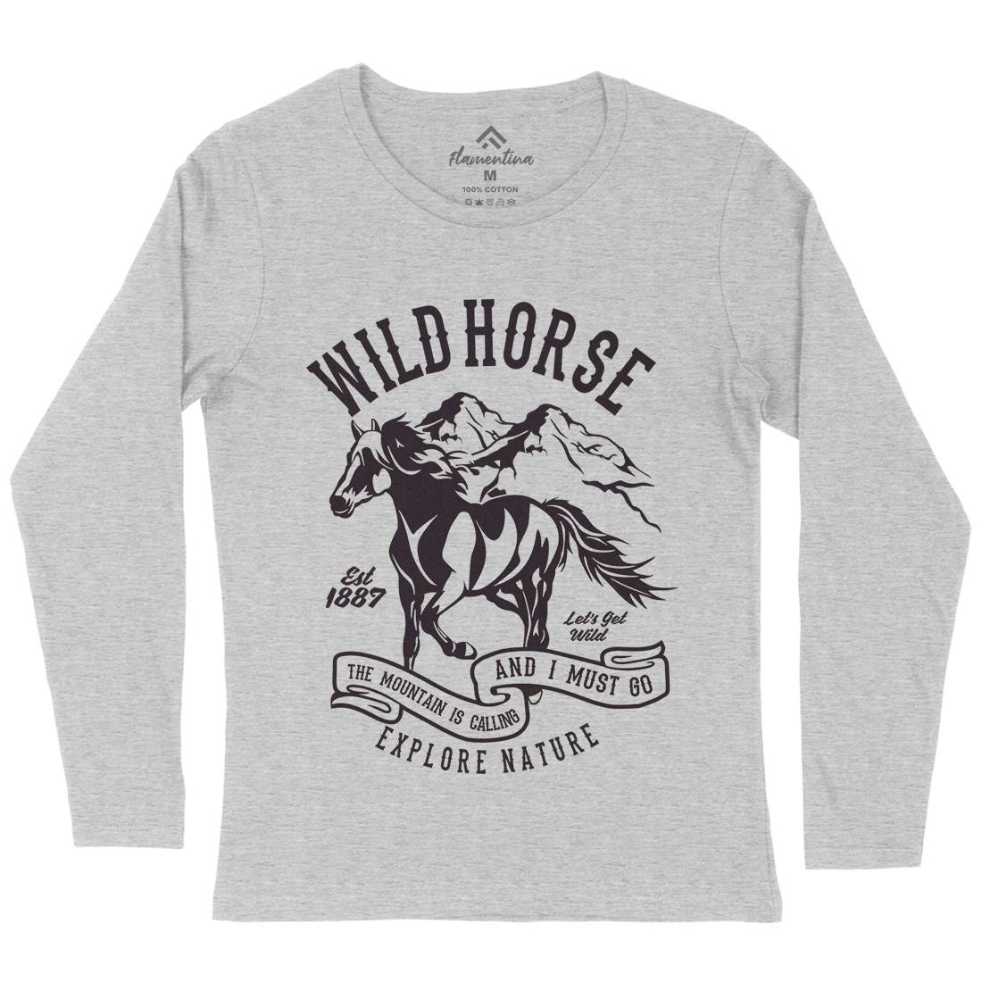 Wild Horse Womens Long Sleeve T-Shirt Animals B473