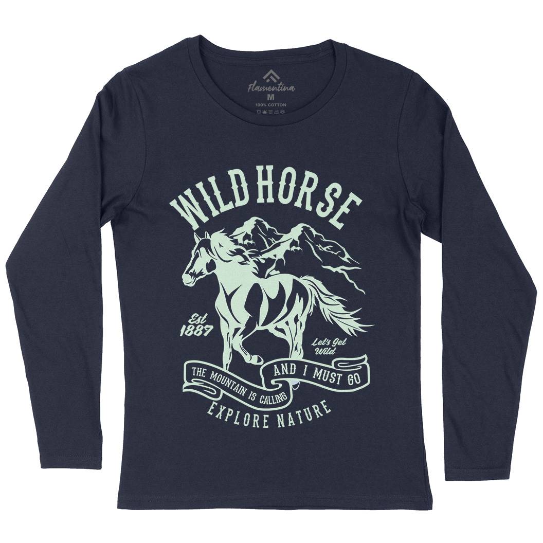 Wild Horse Womens Long Sleeve T-Shirt Animals B473