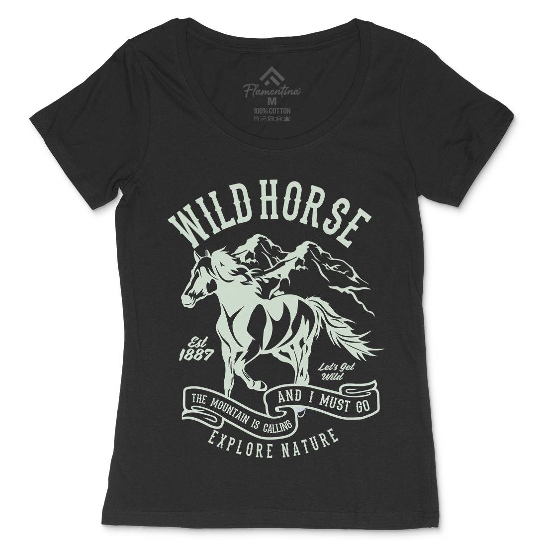 Wild Horse Womens Scoop Neck T-Shirt Animals B473