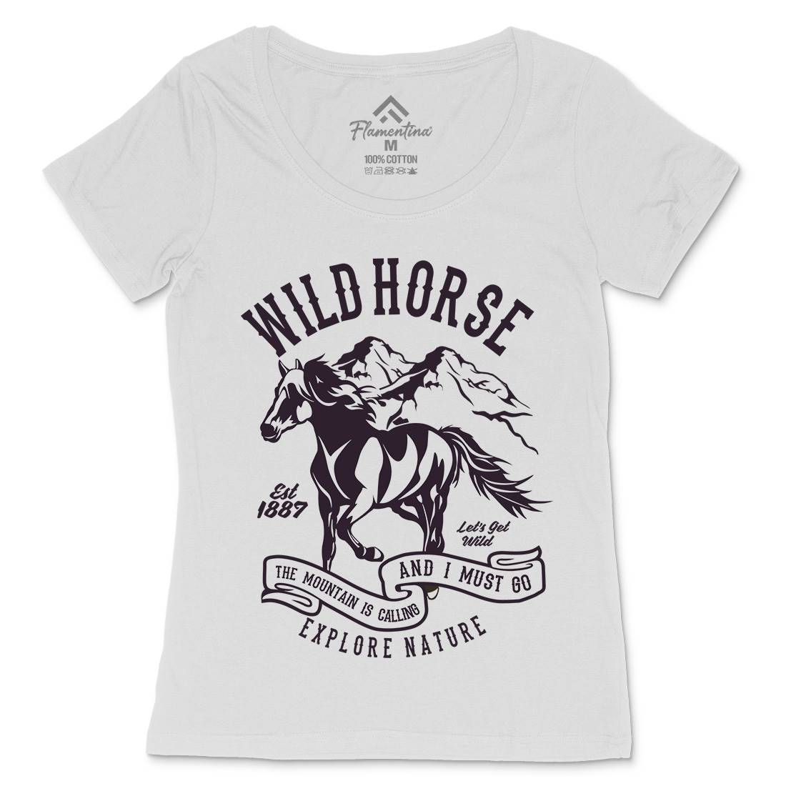 Wild Horse Womens Scoop Neck T-Shirt Animals B473