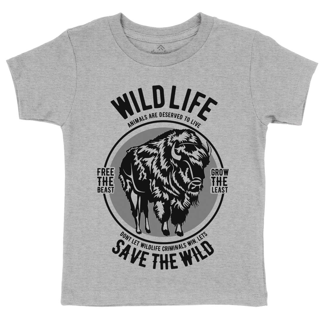 Wild Life Kids Crew Neck T-Shirt Animals B474