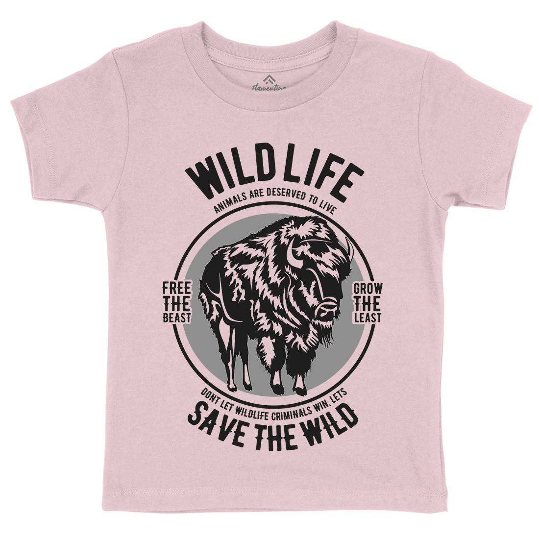Wild Life Kids Organic Crew Neck T-Shirt Animals B474