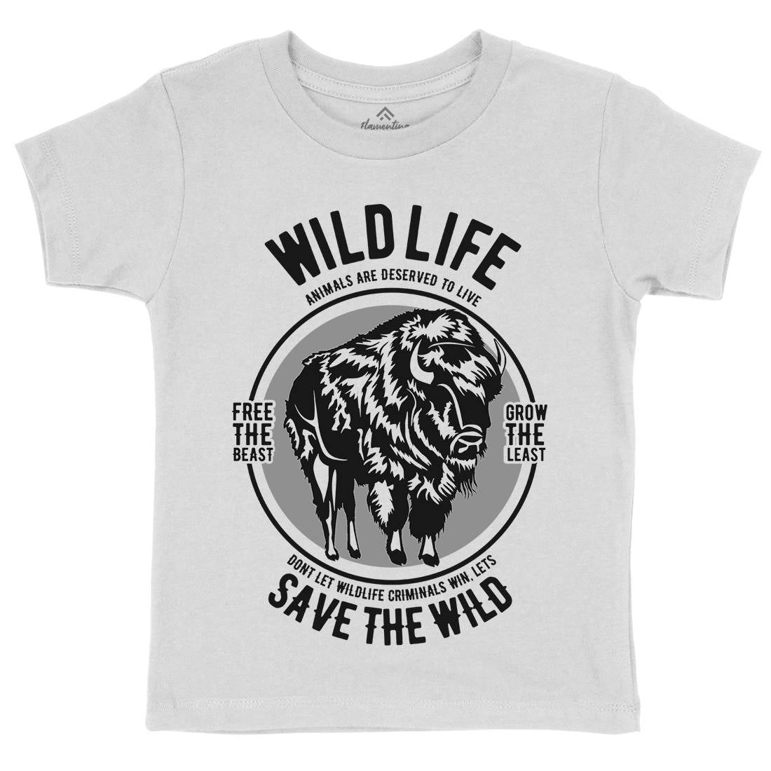 Wild Life Kids Organic Crew Neck T-Shirt Animals B474