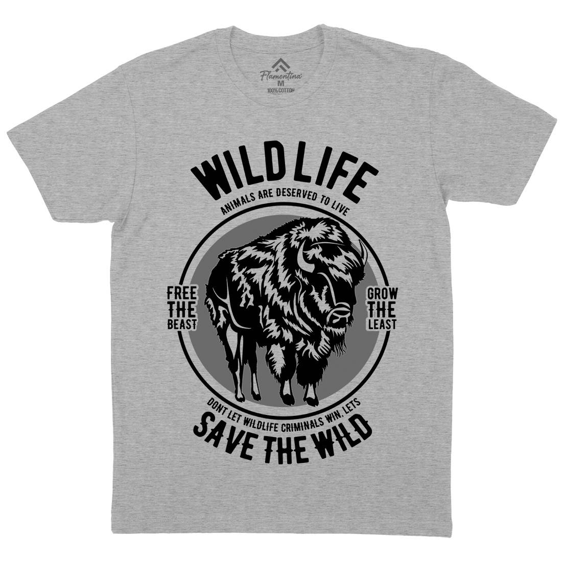 Wild Life Mens Crew Neck T-Shirt Animals B474