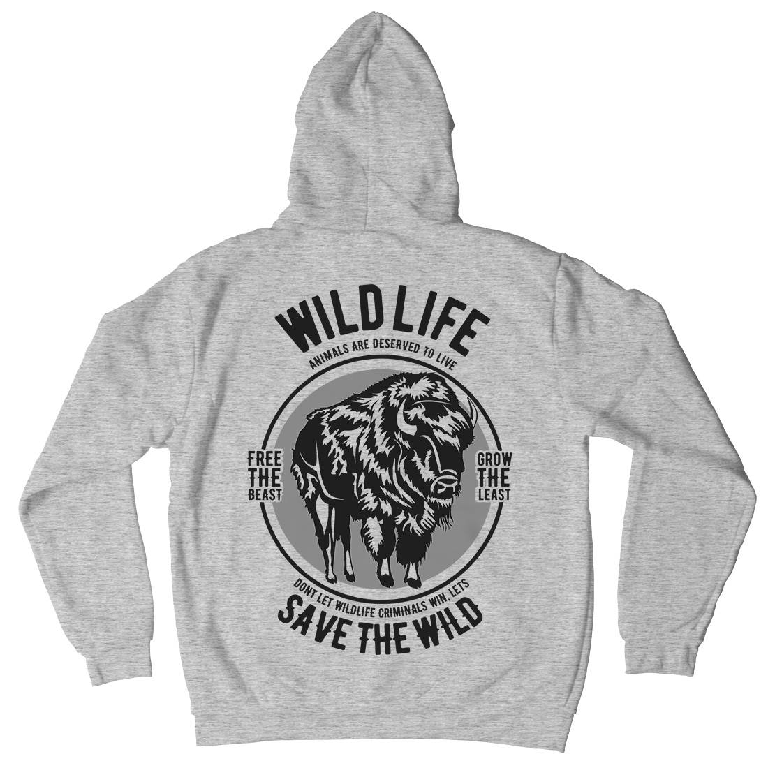 Wild Life Mens Hoodie With Pocket Animals B474