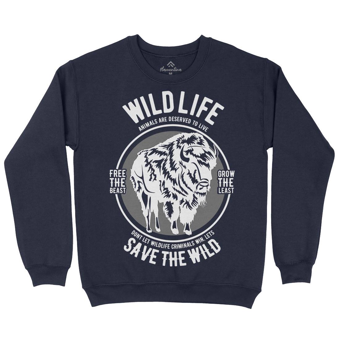 Wild Life Mens Crew Neck Sweatshirt Animals B474