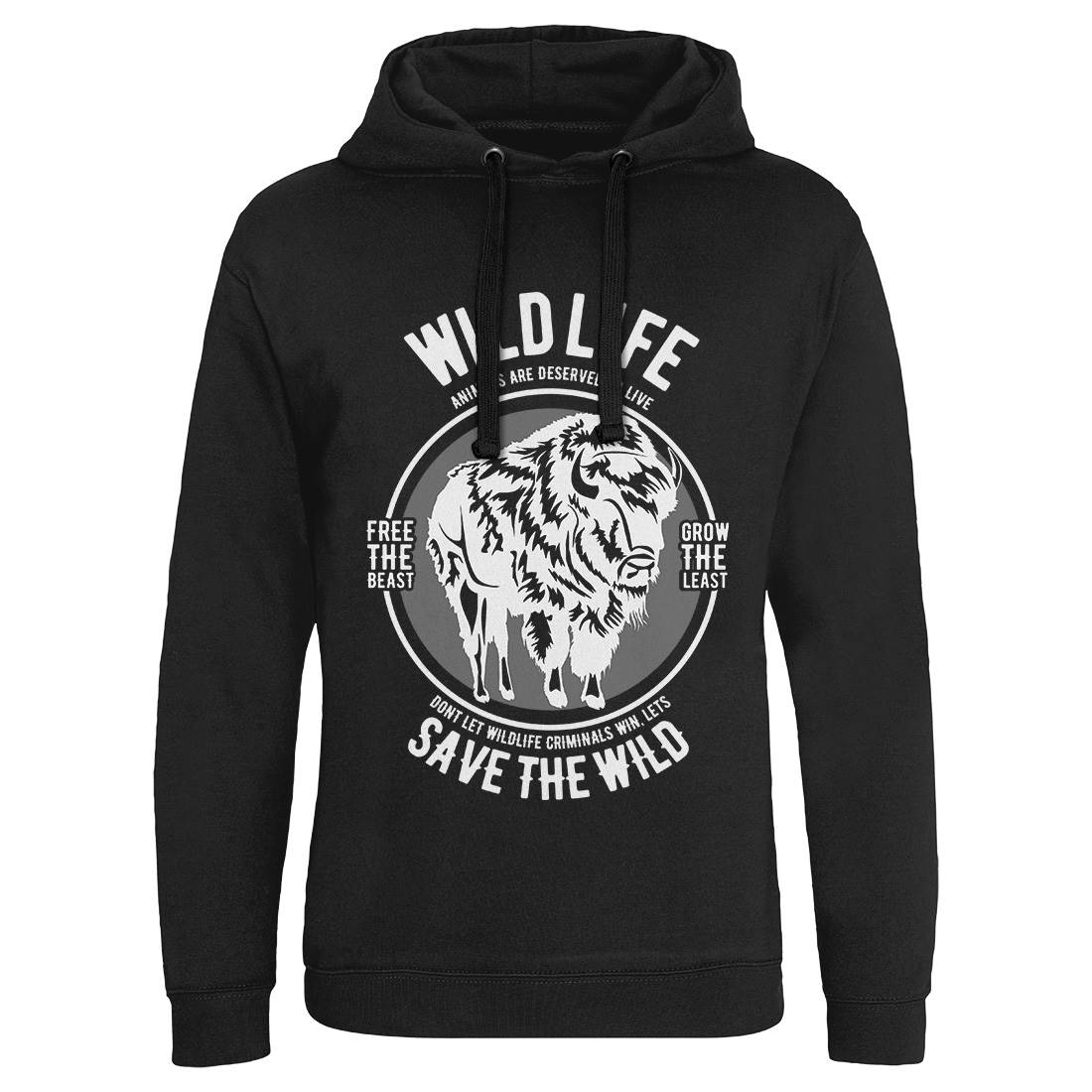 Wild Life Mens Hoodie Without Pocket Animals B474