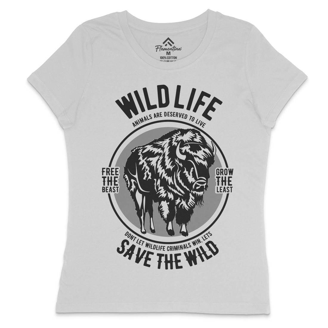 Wild Life Womens Crew Neck T-Shirt Animals B474