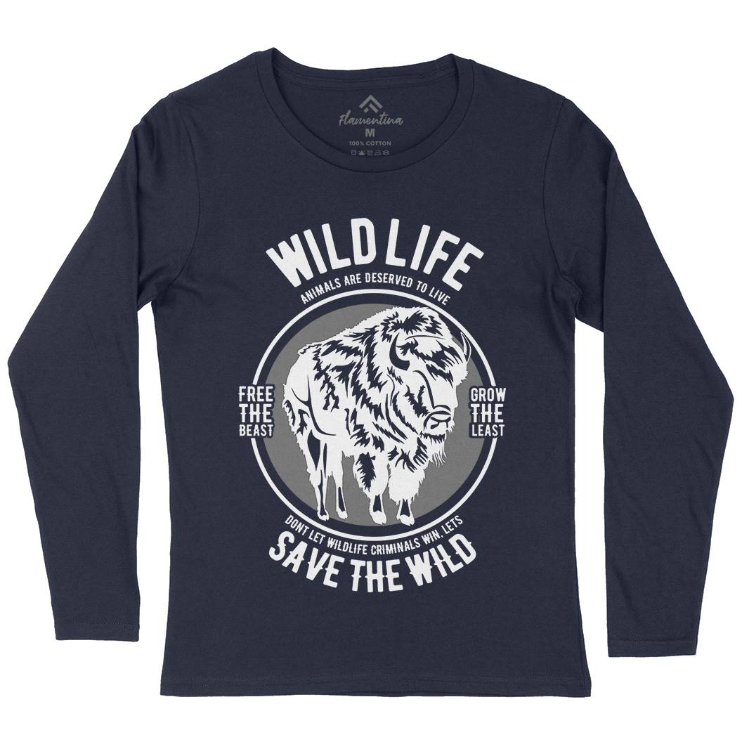 Wild Life Womens Long Sleeve T-Shirt Animals B474