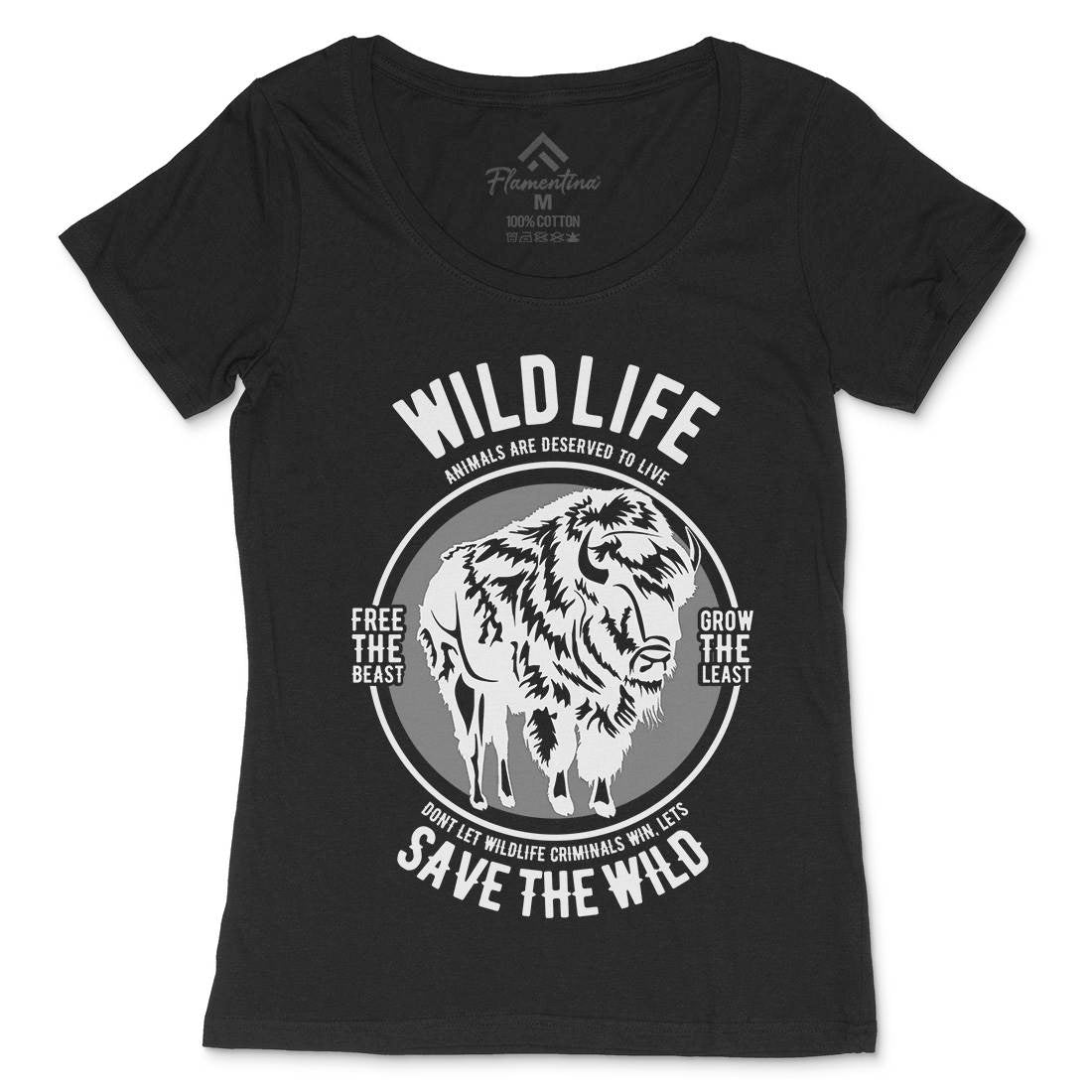 Wild Life Womens Scoop Neck T-Shirt Animals B474
